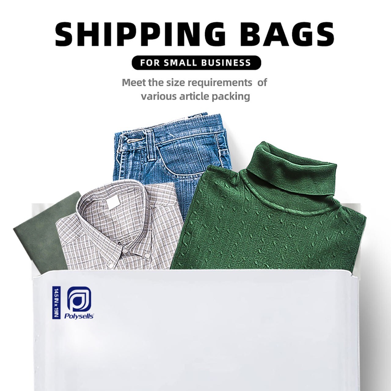 100 14.5×19 Poly Mailers Envelopes Self Sealing Shipping Mailers Bags POLYSELLS
