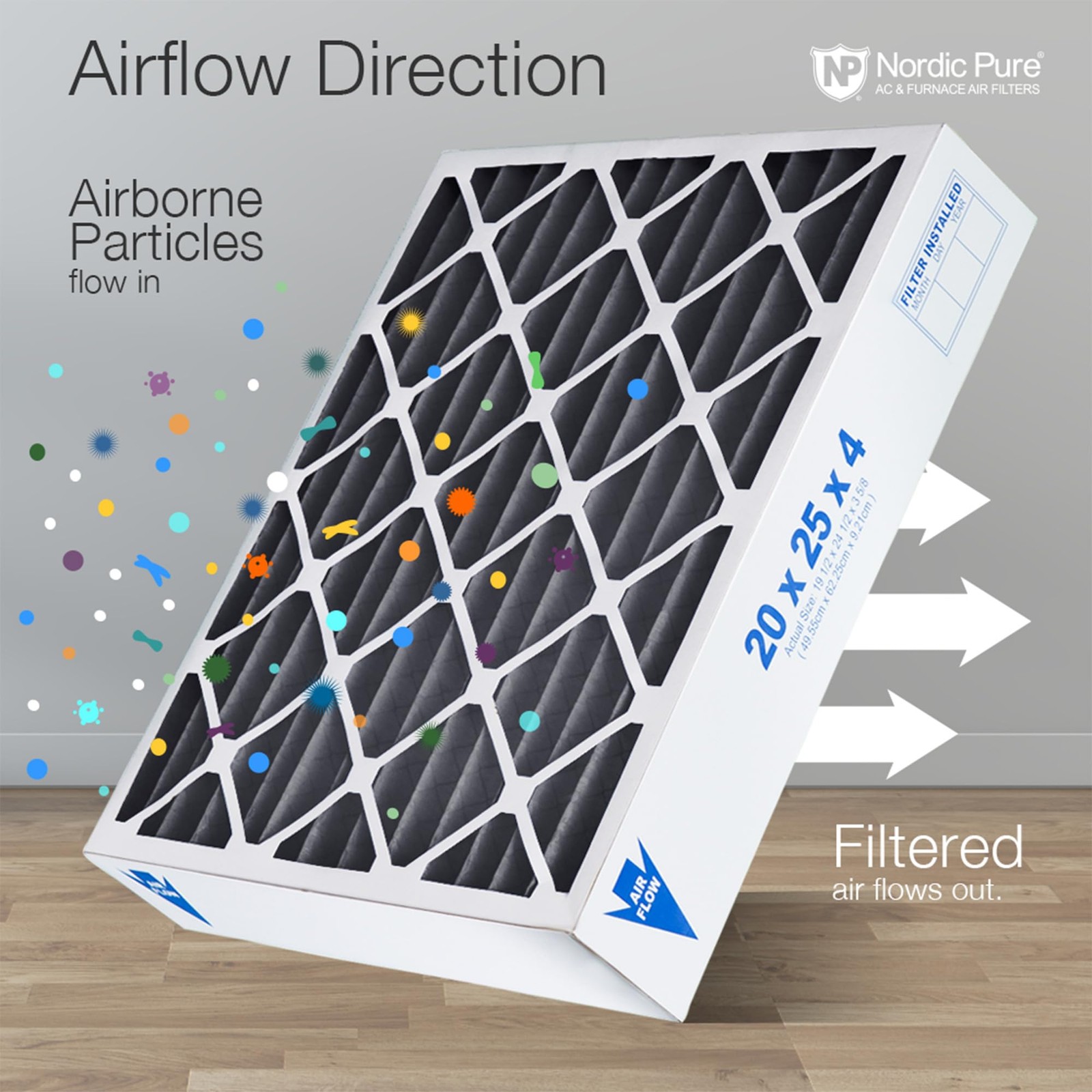 Nordic Pure 20X25X4 Actual Size 19 1/2 X 24 1/2 X 3 5/8 Furnace Air Filters