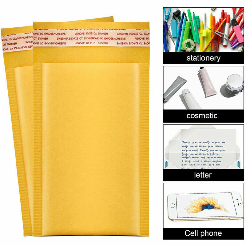 50/100/200/500 Kraft Bubble Mailers Padded Envelope Shipping Bags Seal Any Size