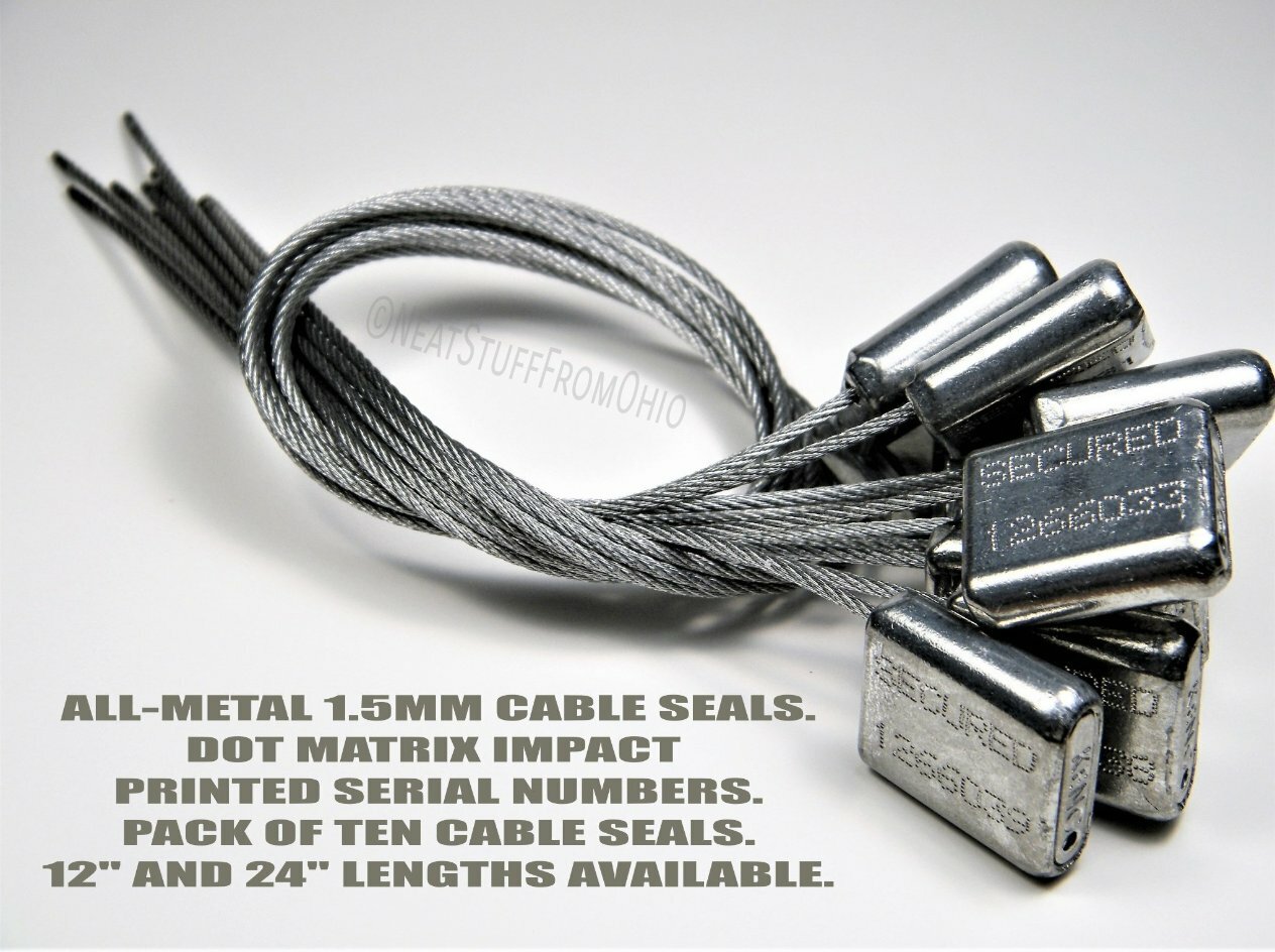 SECURITY SEALS, CABLE SEAL, ALL-METAL, 12” & 24”, TEN SEALS, GREAT PRICE! 👈