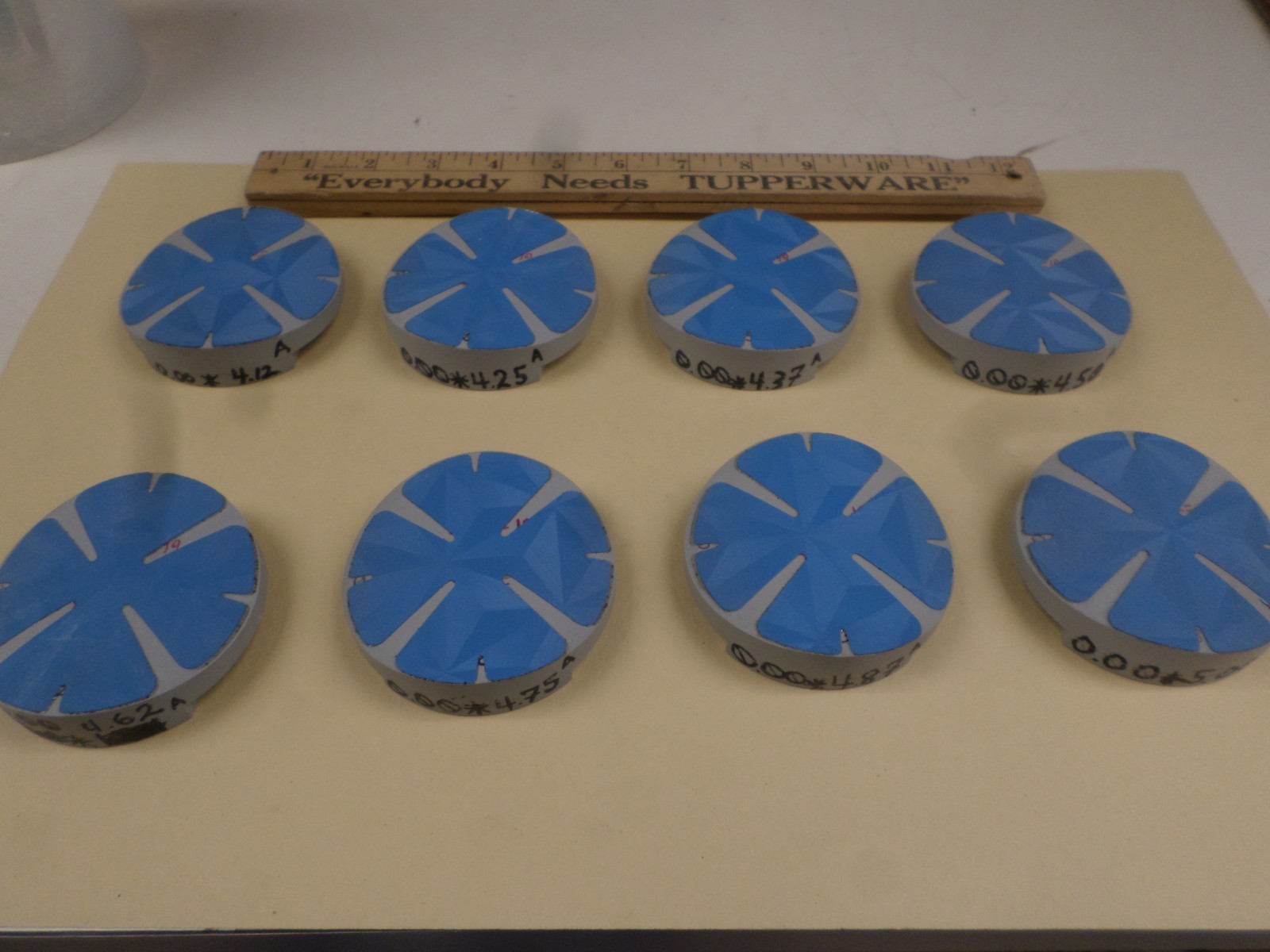 Lot of 8 Ophthalmic Lens Lap Tools 0.00*4.12/4.25/4.37/4.50/4.62/4.75/4.87/5