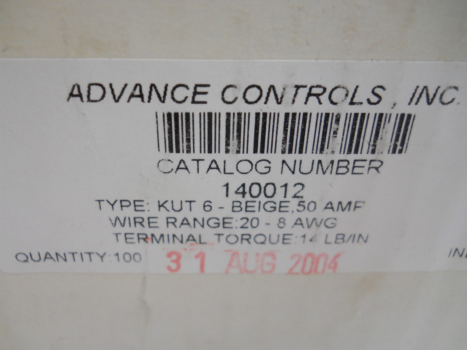 ADVANCE CONTROLS 140012 TERMINAL BLOCKS TYPE KUT6 50A NEW BOX OF 100PCS