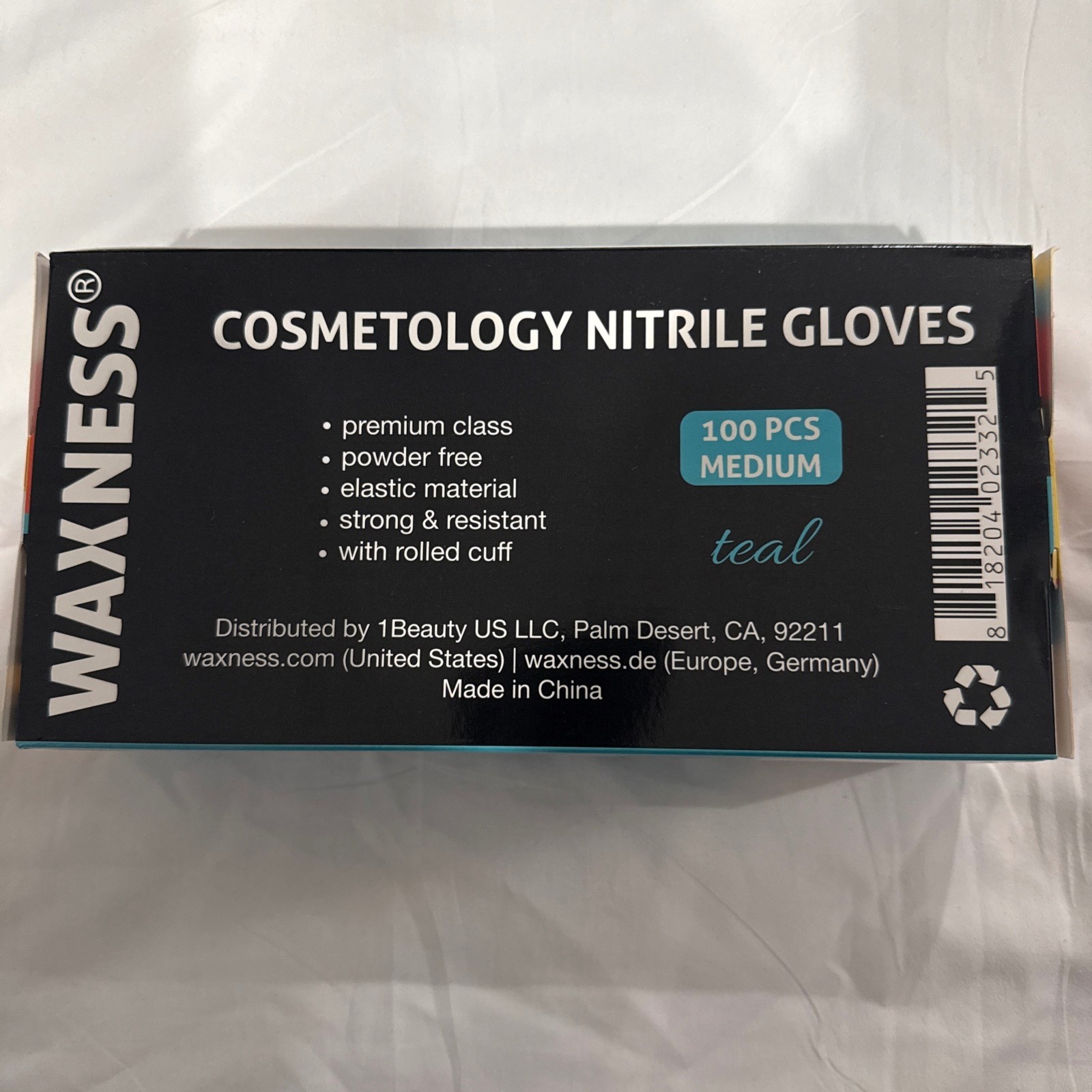Waxness Cosmetology Nitrile Gloves Teal, Medium, 100 pcs / box
