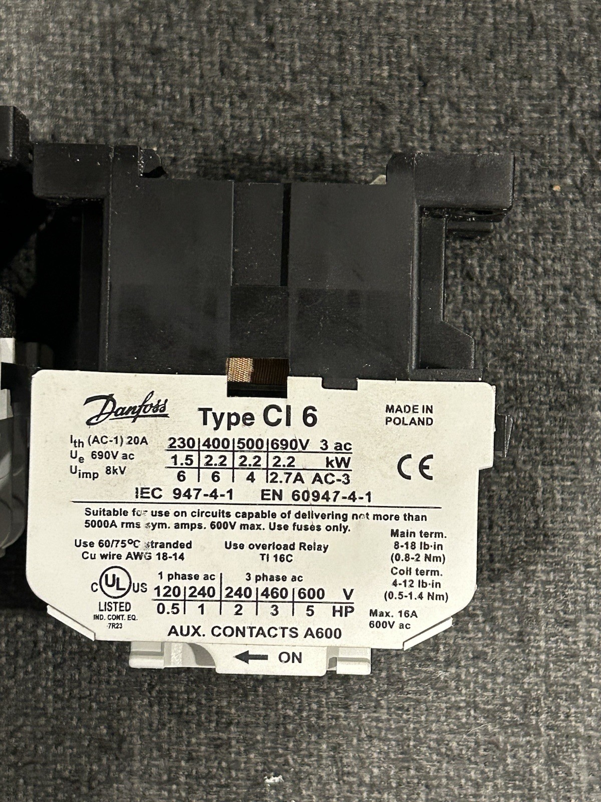Lot Of 3 PCS DANFOSS (2) CI 16 And (1) CI 9 MAGNETIC CONTACTORS Comes As Shown