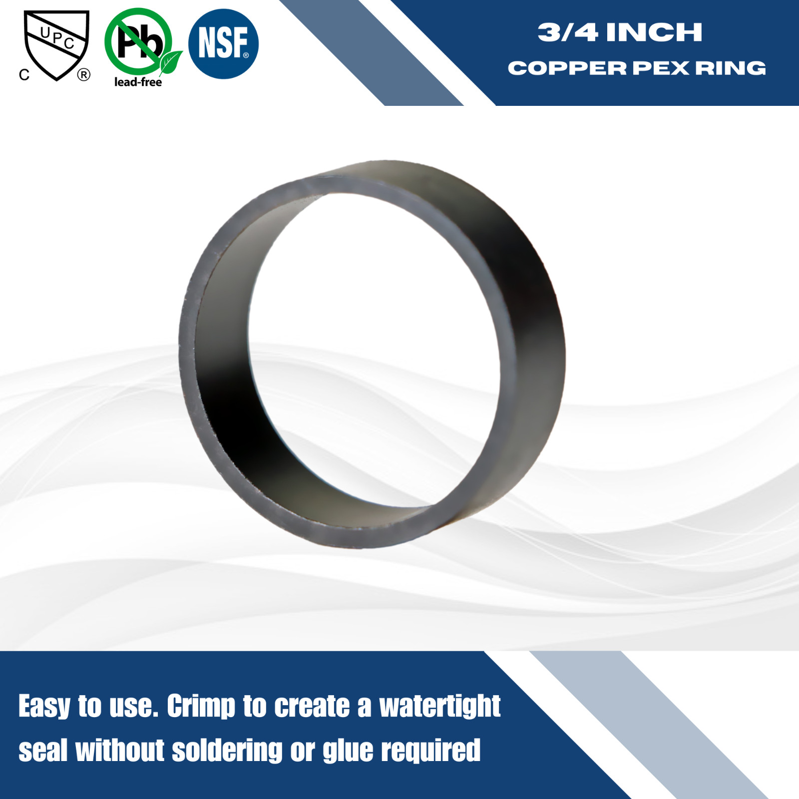 50 Pcs. 3/4″ Pex Copper Ring, 3/4 Inch Pex Ring, Pex B Crimp Ring Lead Free