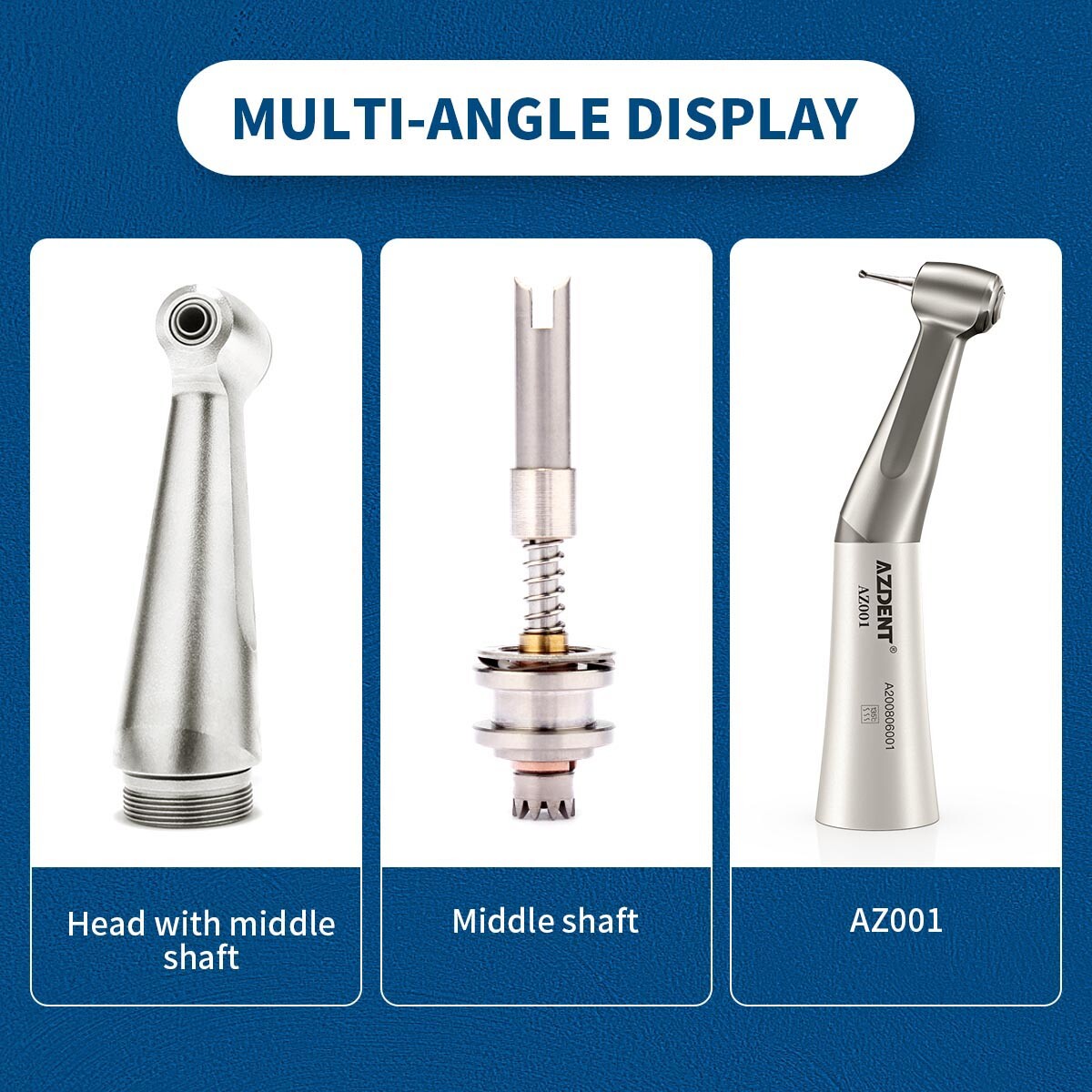 AZDENT Dental Slow Low Speed Handpiece Straight Contra Angle Air Motor 4/2Holes