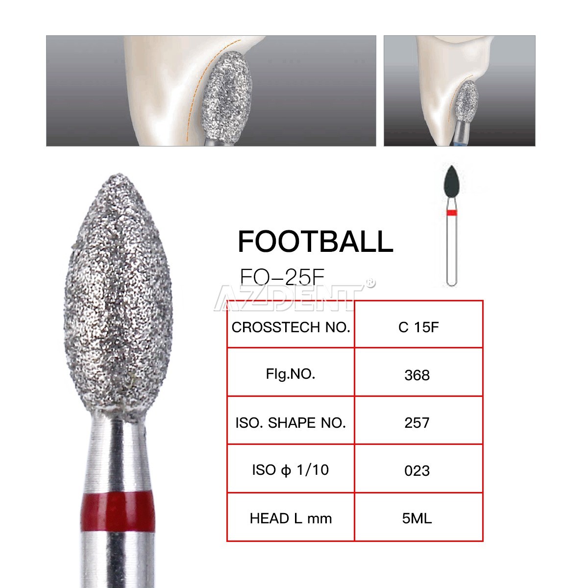 Dental Diamond Burs Football Bur FG Fine Coarse High Speed Handpiece 368 379