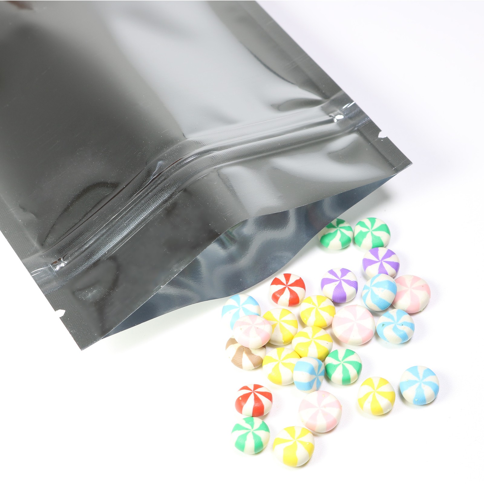 100/500 Glossy Silver Smell Proof Mylar Foil Bags Resealable Zipper Seal Pouch