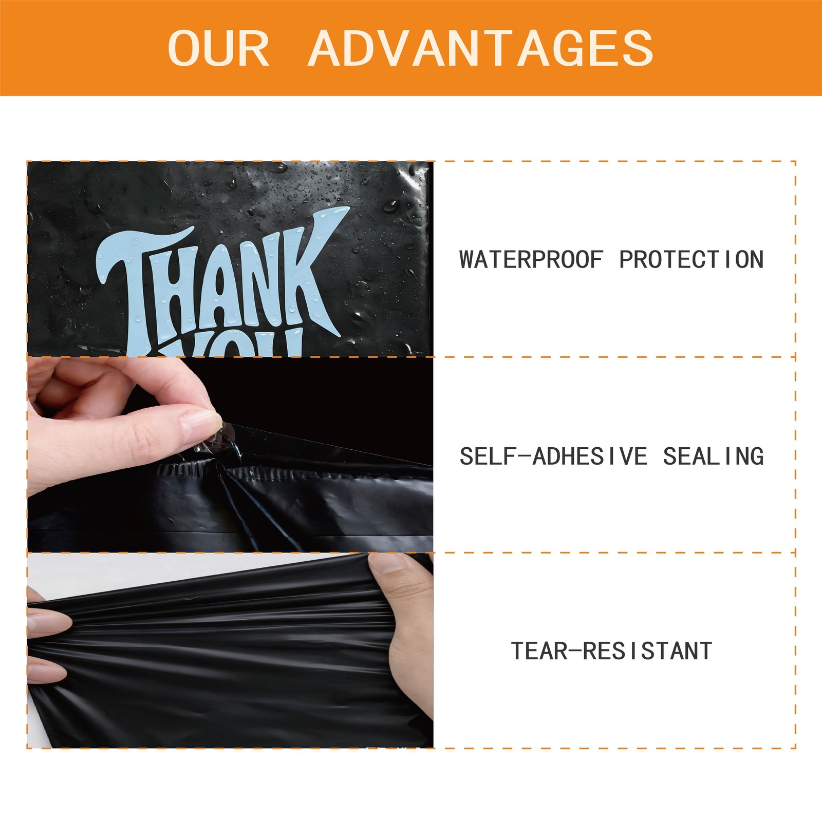 Premium Poly Mailers Self Seal Envelopes for Football Merch – Thank You Design