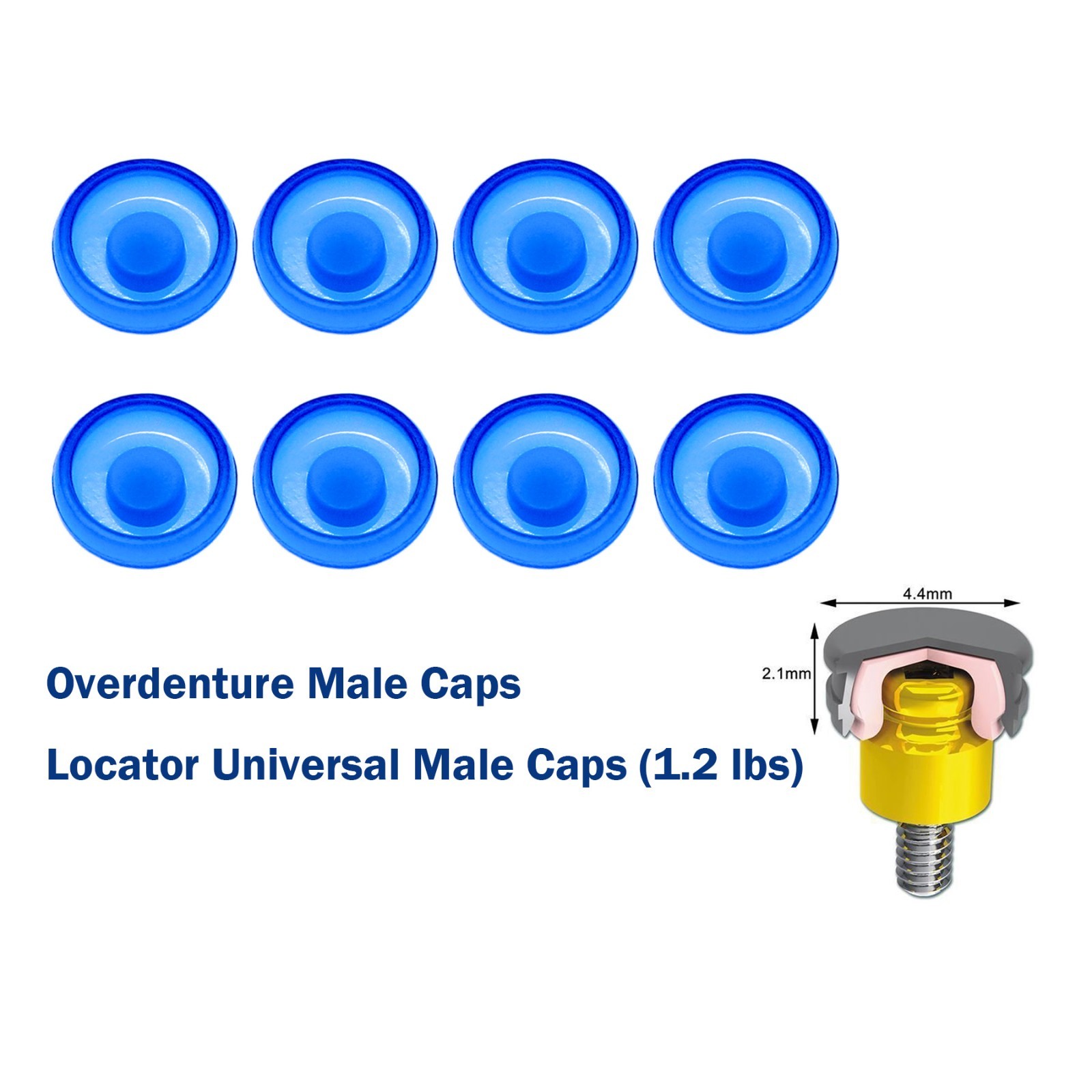 8Pcs Dental Locator Male Cap Implant Attachment Inserts Fit ZEST Anchors locator