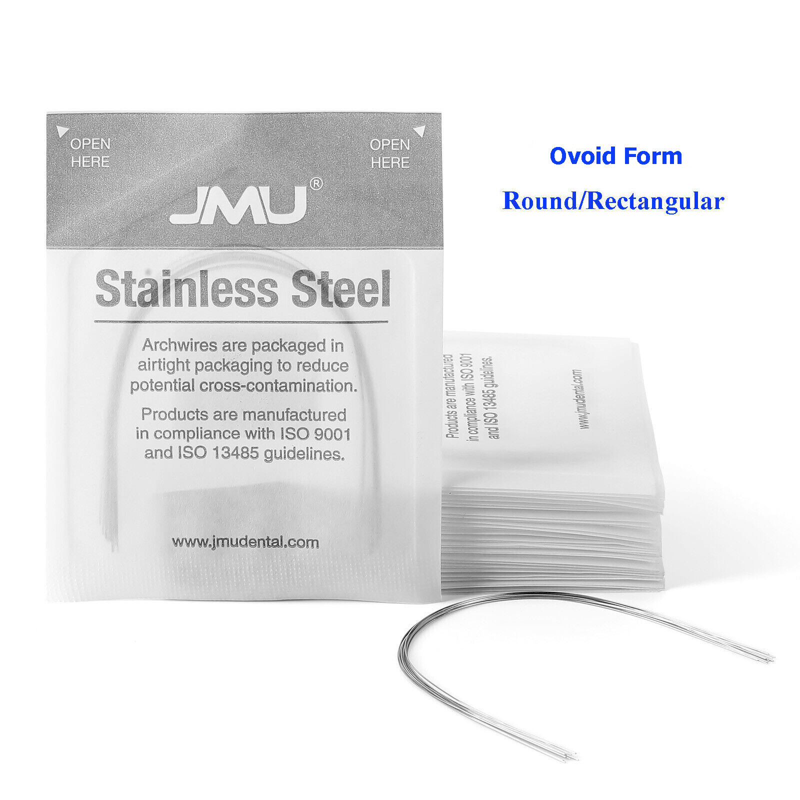 JMU Dental Orthodontic Archwire Stainless Steel Ovoid Form Rectangular Round