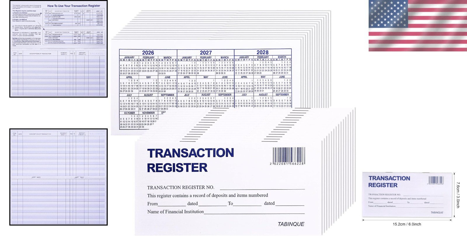 24 PCS Check Registers for Personal Checkbook, Easy to Read Checkbook Register