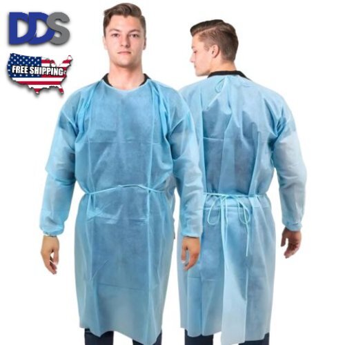 Elastic Cuff Isolation Gowns Disposable Level2 SMS Blue Medical 10/50/100 PK
