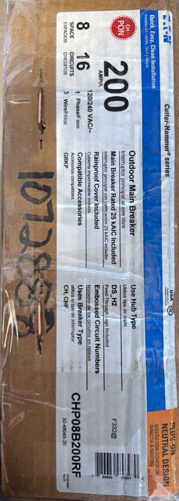 EATON CH 200 Amp 16-Circuit Outdoor Main Breaker Plug-On Neutral Load Center
