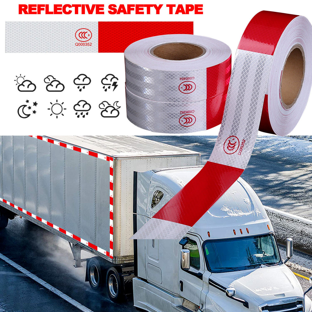 Reflective Trailer Tape Red White Truck Warning Tape Conspicuity Sign Safety Car