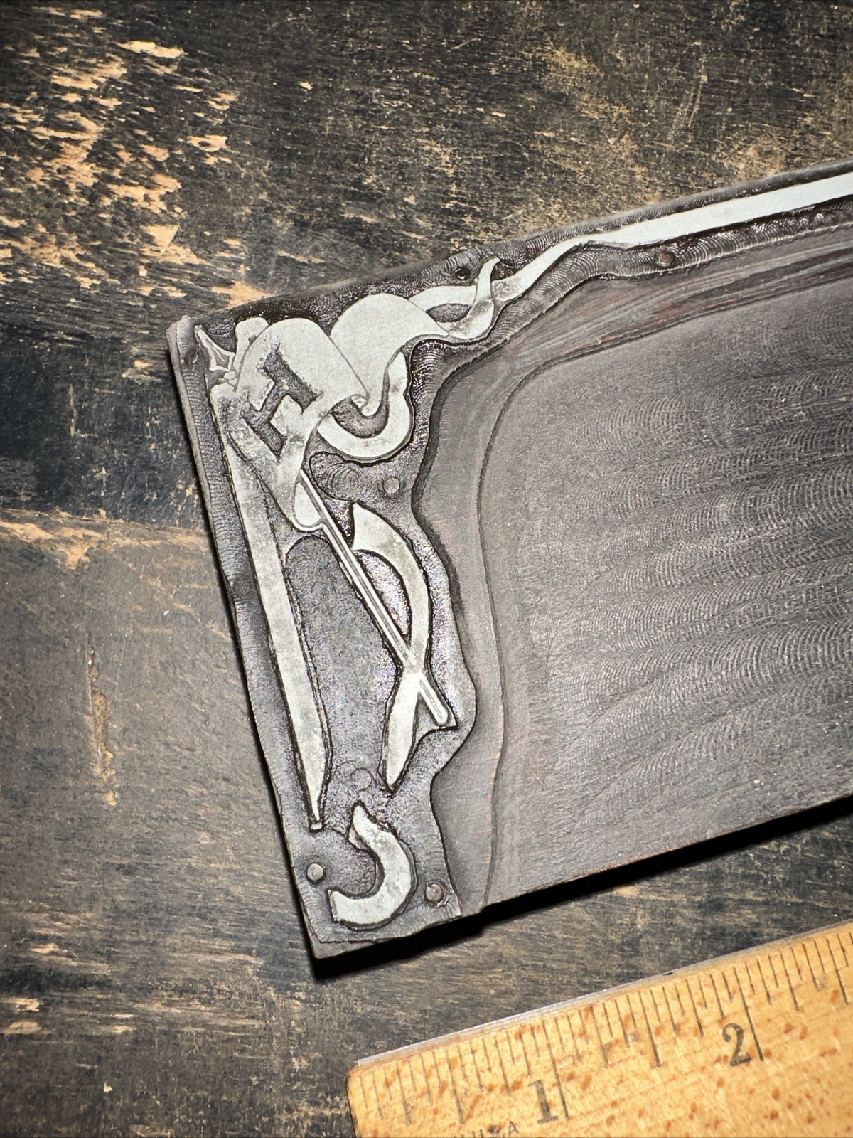 Print Block “ Decorative Background, Football, Letter H “