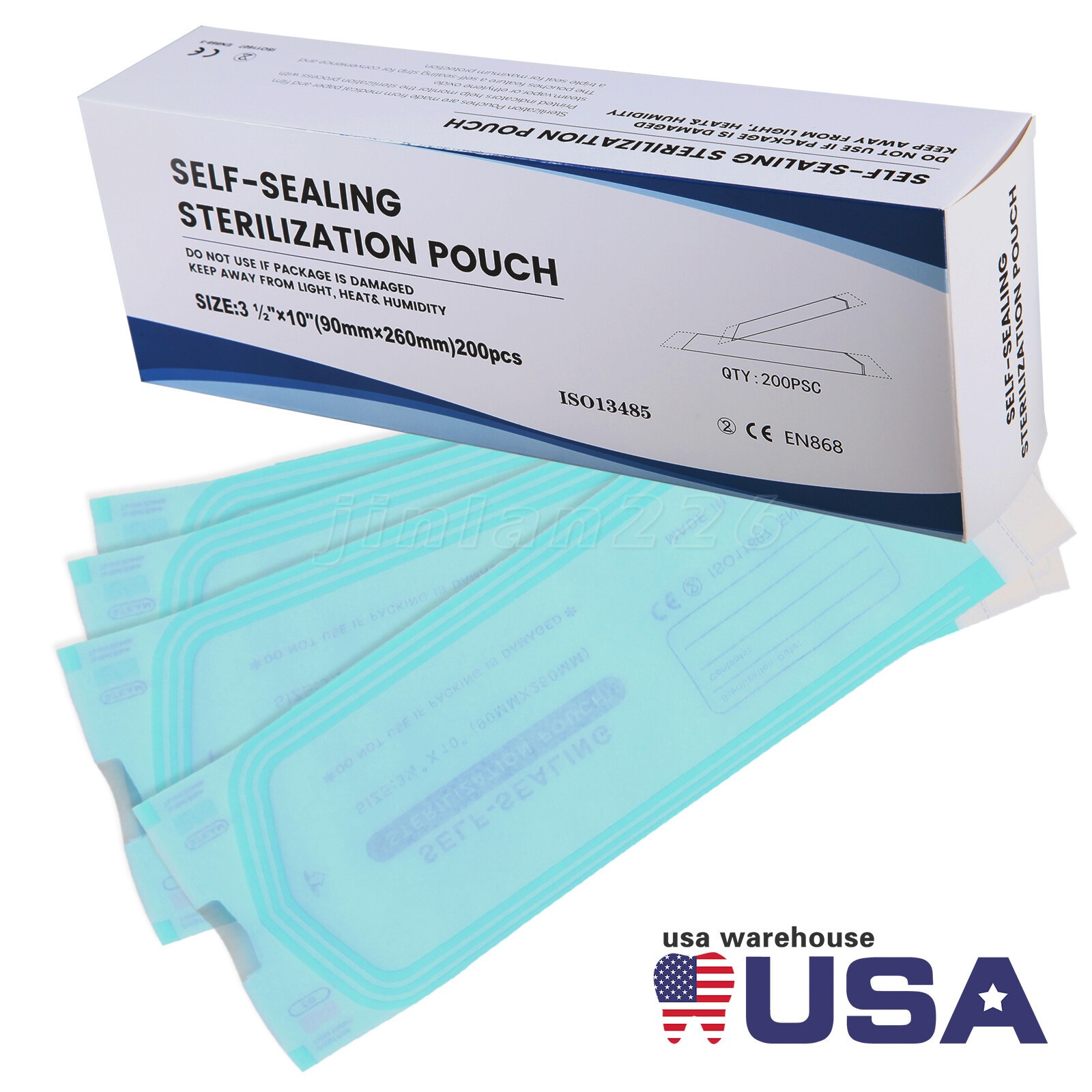 Self-Sealing Sterilization Pouches 3.5″ x 10″ 200 Pcs / Box pa