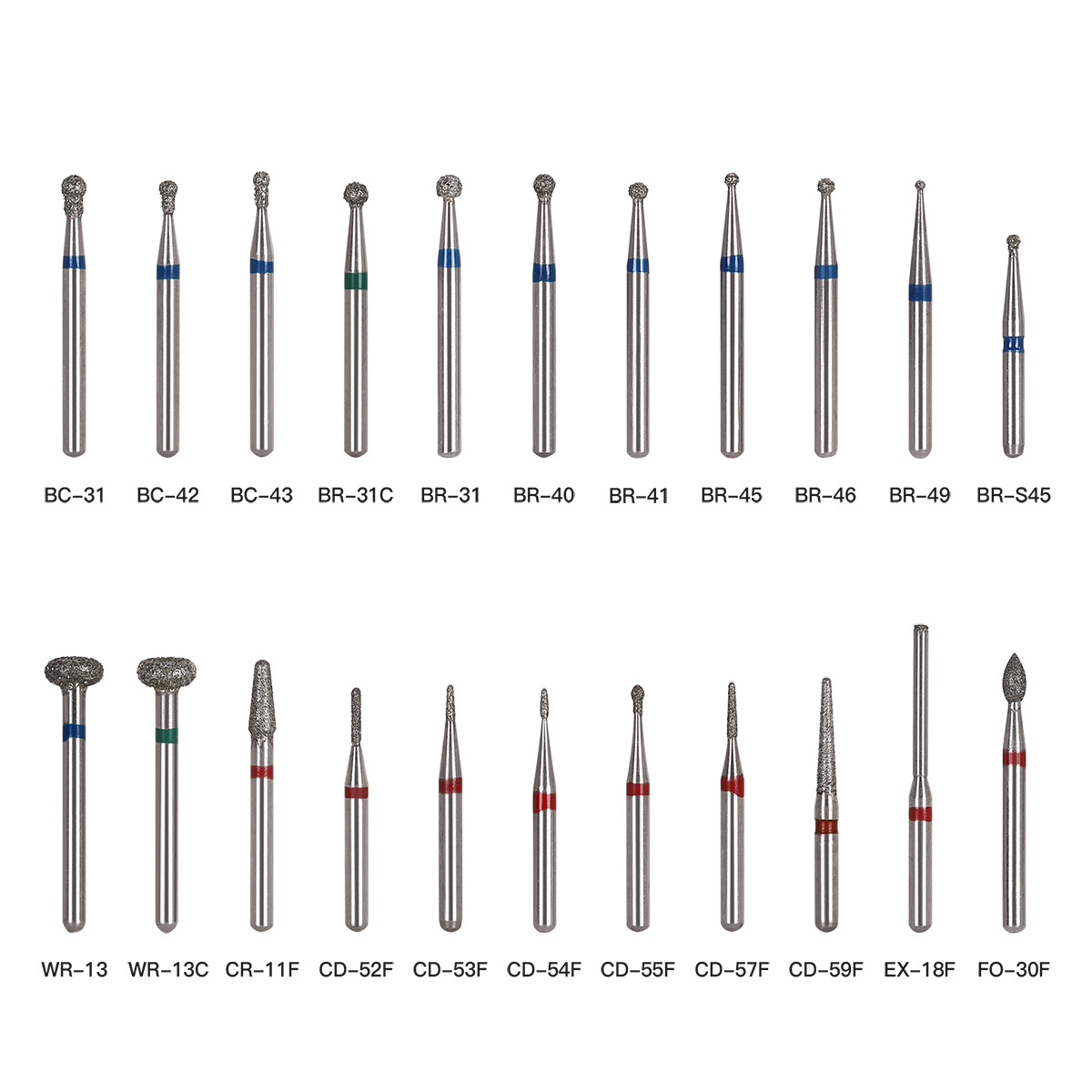 20Packs 100Pcs Dental Diamond Burs FG Burs Turbine For High Speed Handpiece