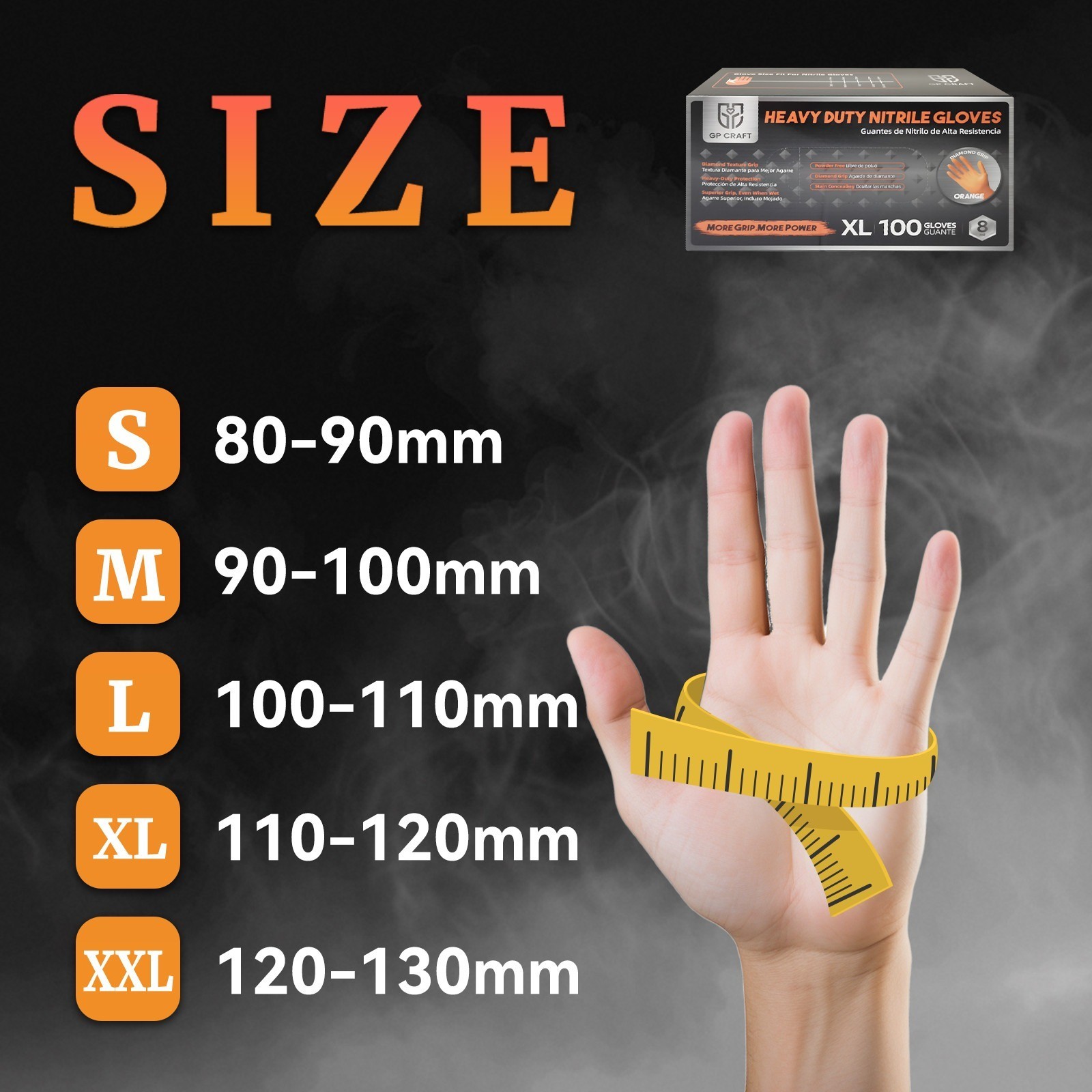 GP Craft Orange Large Nitrile Gloves Diamond 8 Mil Latex-Free 1000/Case