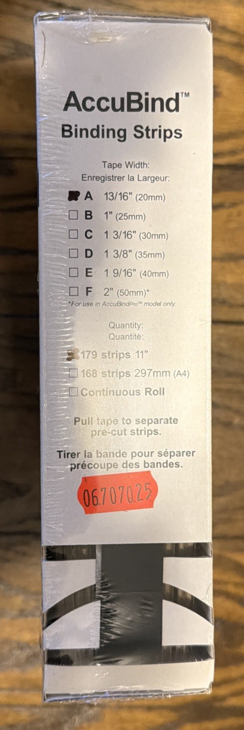 Standard Accubind Binding Strips Various Sizes & Colors
