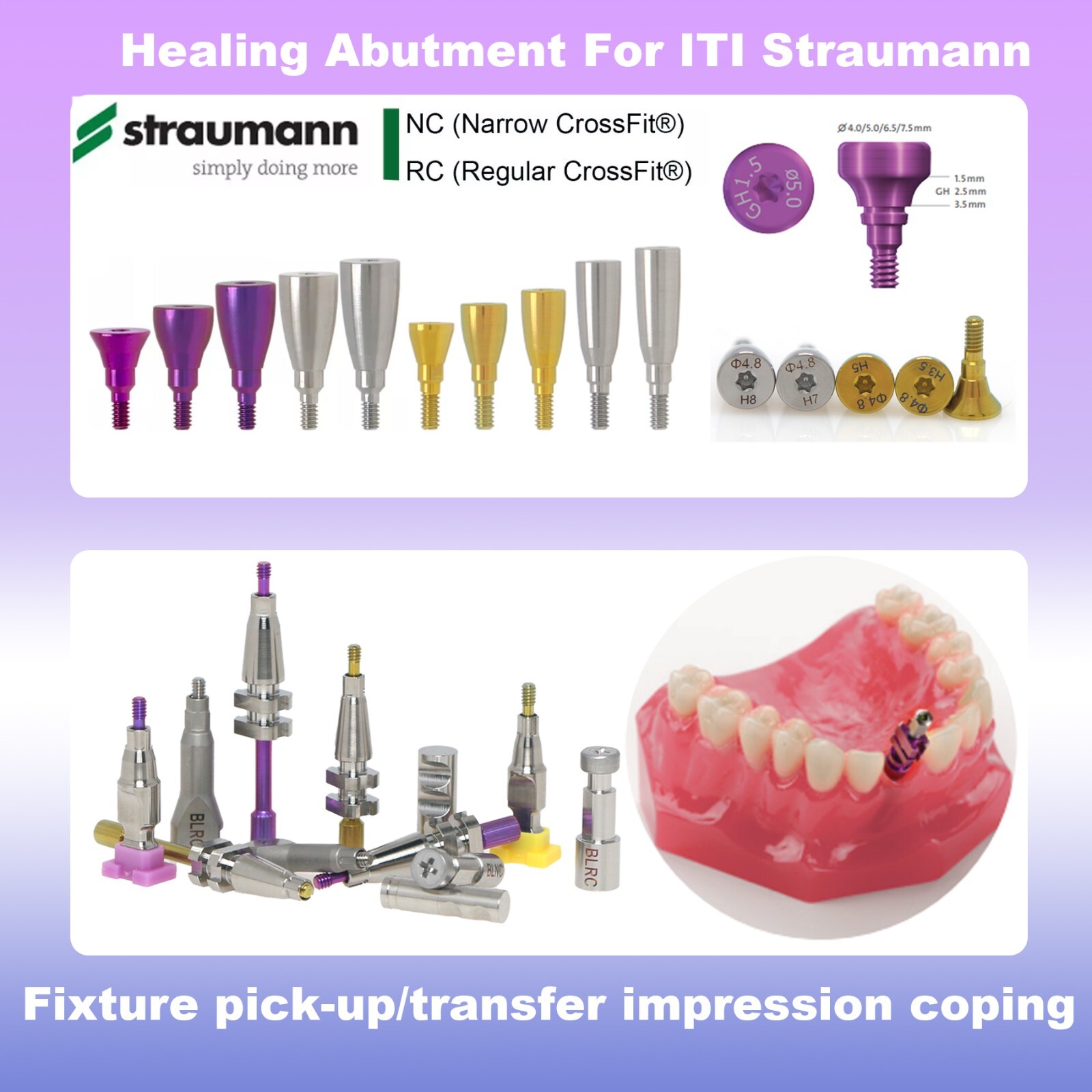 US Straumann Healing Abutment Cap/Closure Cover Screw NC & RC Platform Titanium