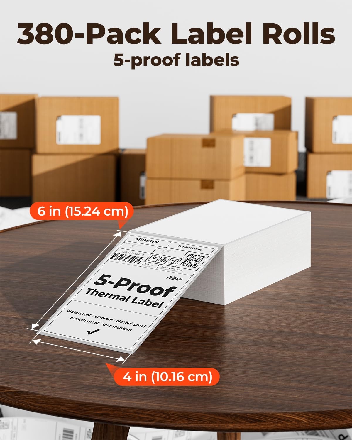 4×6 Thermal Shipping Labels – Waterproof Oil-Proof 380 Sheets