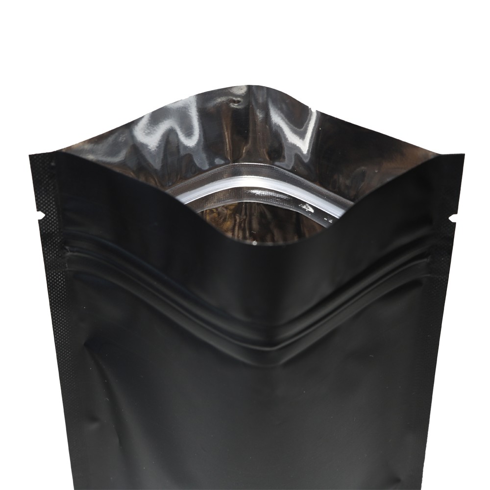 Variety of Sizes for 100pcs Matte Black Metallic Foil Stand-Up Resealable Bags
