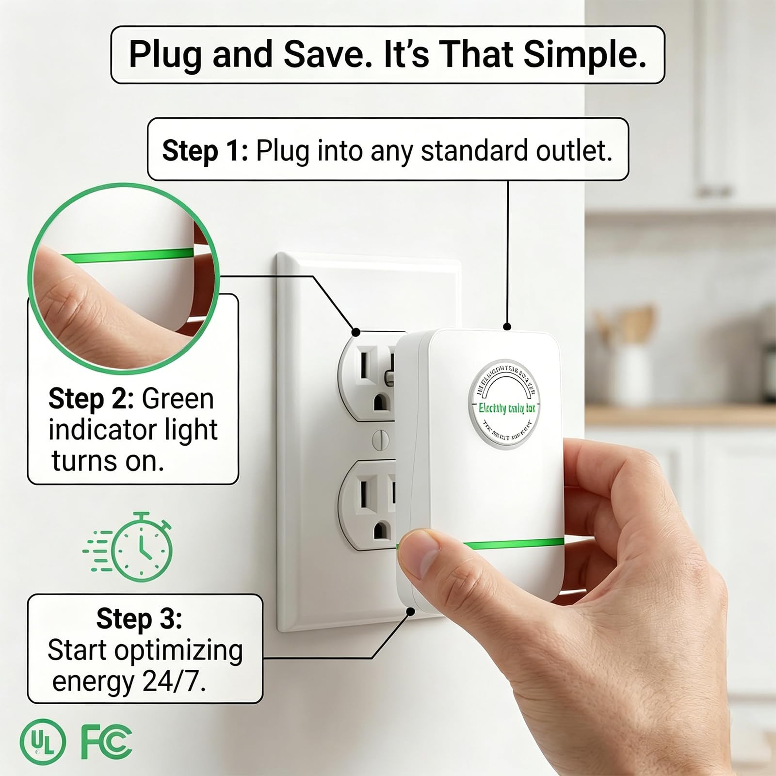New Universal Energy Saving Box Reduce Electricity Bills Plug and Play Power