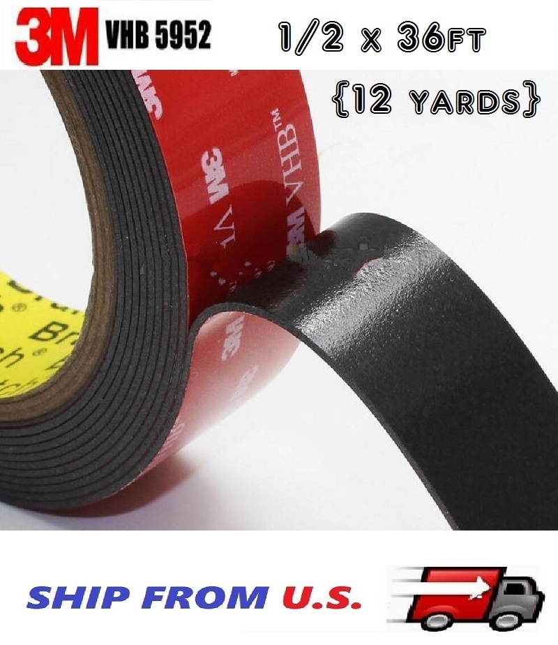 3M VHB Double Sided Foam Adhesive Tape 5952 Automotive Mounting 1/2″ x 36 FT