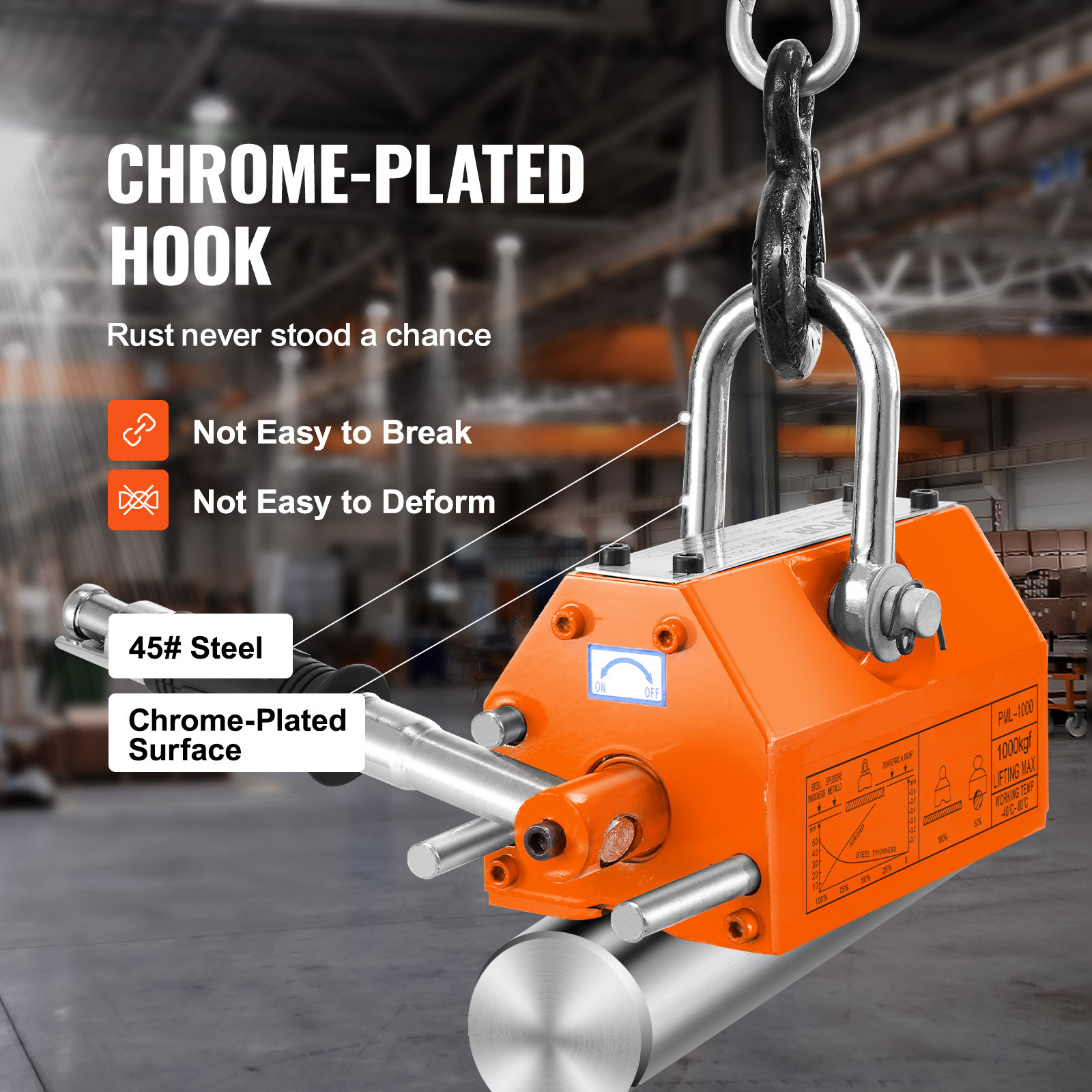 Permanent Magnetic Lifter Lifting Magnet 2200 lb/1000 kg Neodymium Hoist