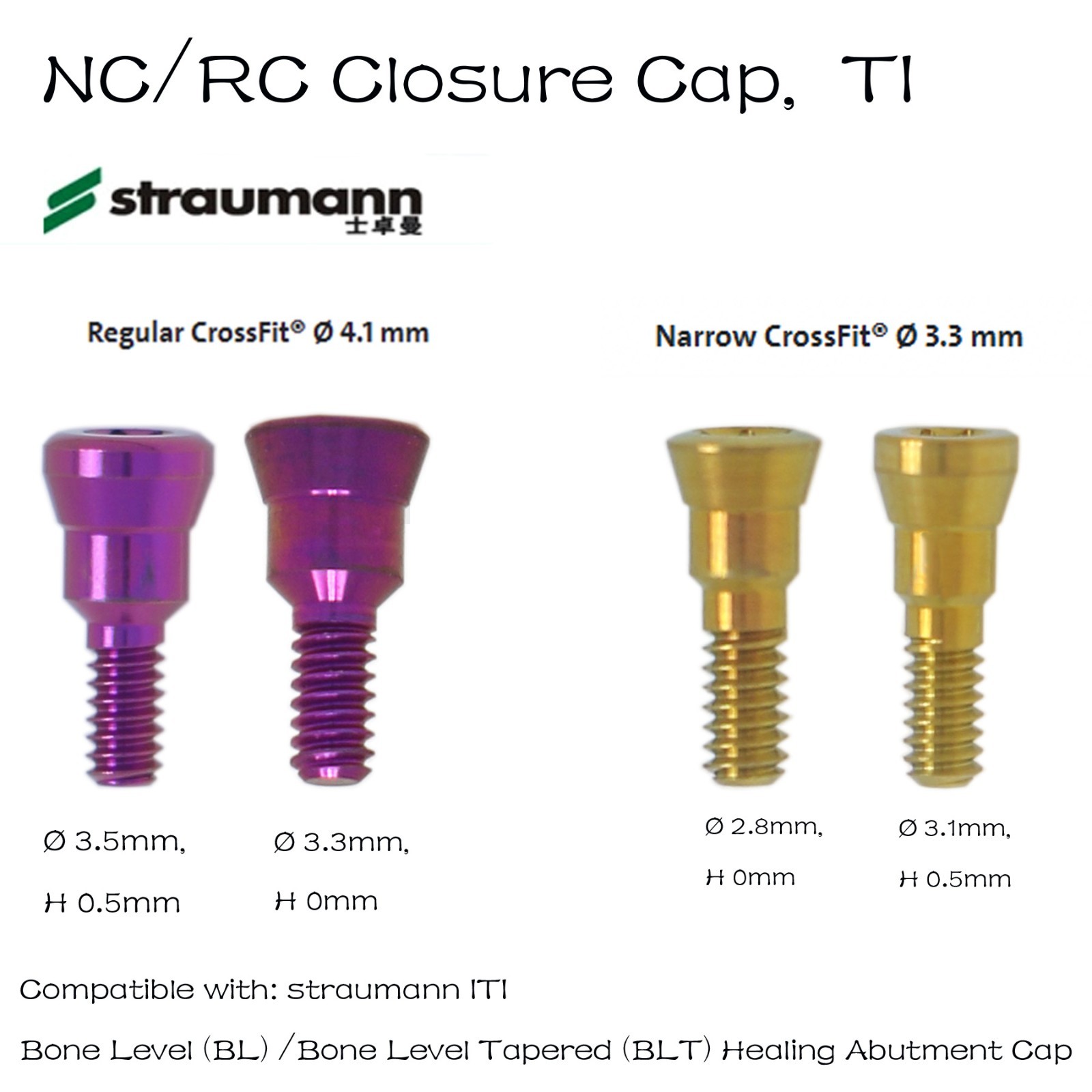 20Pcs US Dental Healing Abutment NC/RC Healing Closure Cap Fit Straumann ITI BL