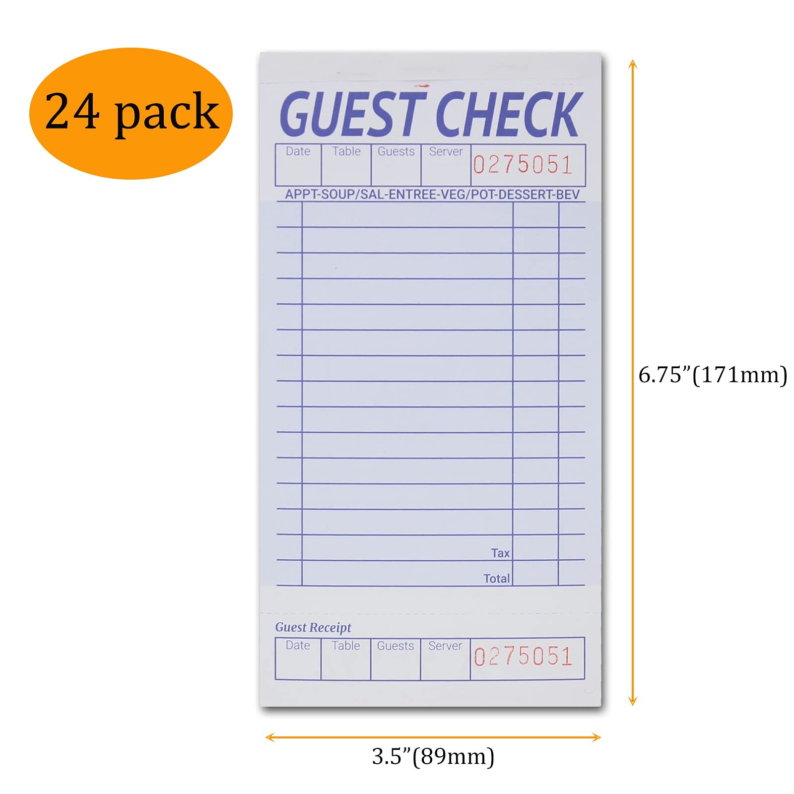 suituts 24 Pack Guest Check Book Board/Pads, Double-sided(24 books), White