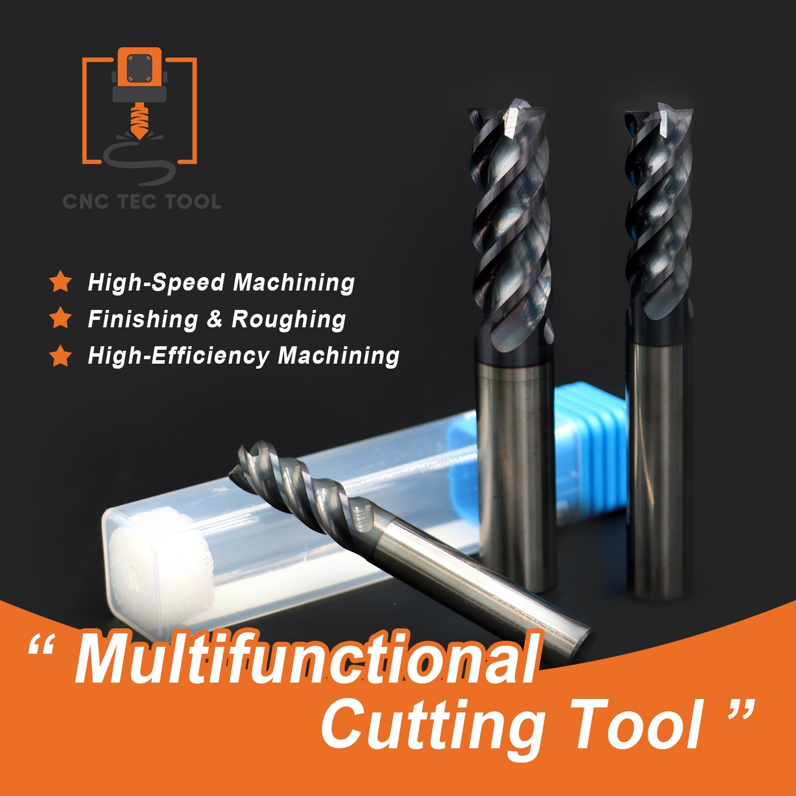 5 PCS 1/4″ 4 Flutes Square 45° Helix Carbide End Mill Bits AlTiCrN Coated HRC 50