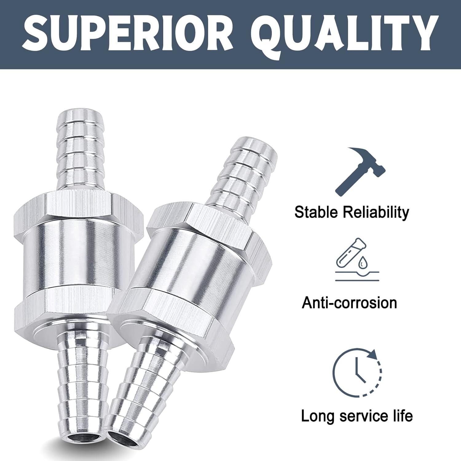 10 Pcs 12mm 1/2″ Fuel Non-Return One Way Check Valve Petrol Diesel Oil Aluminum
