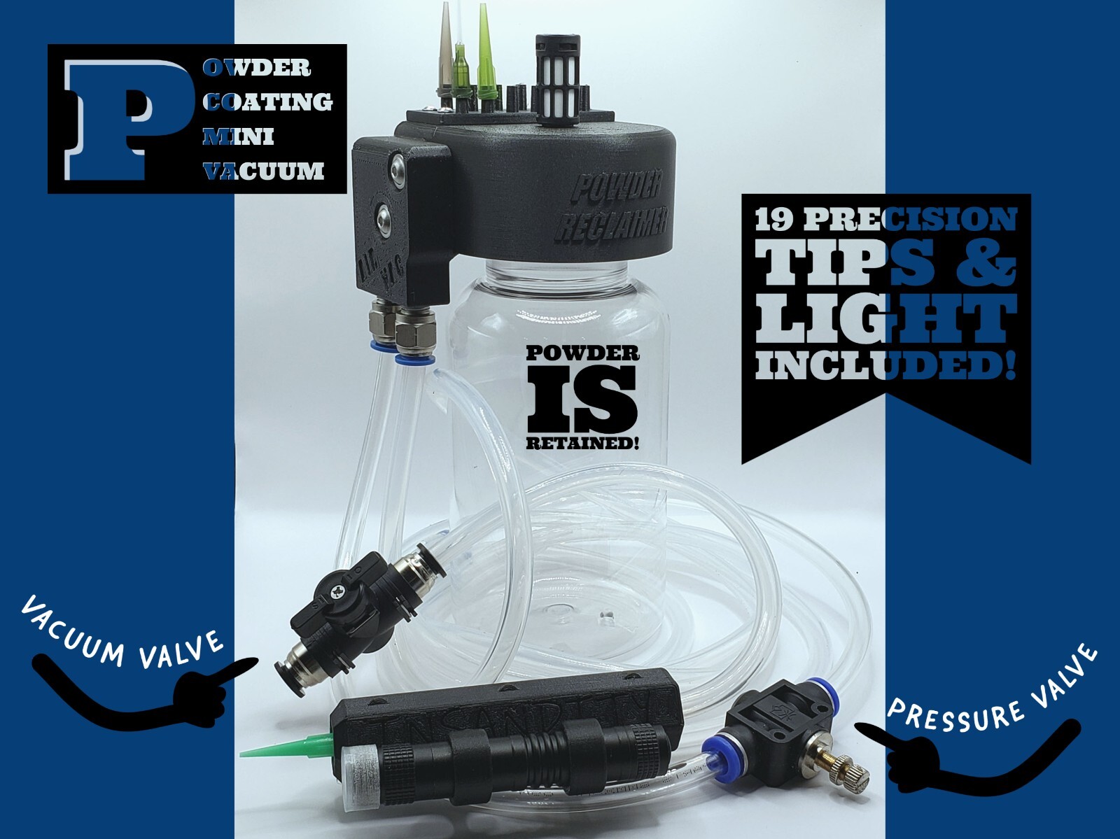 Pneumatic Micro Vacuum for Powder Coating – Easily Remove Powder! Two Tone Wheel