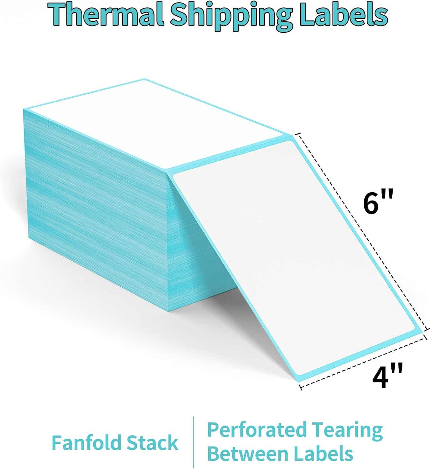 500Labels 4×6 Fanfold Perforated Direct Thermal Shipping Labels for Zebra Rollo