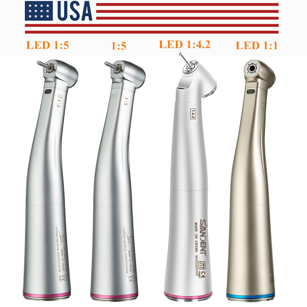Dental 1:5 Increasing Contra Angle LED/No-LED Handpiece Fit NSK Electric Motor