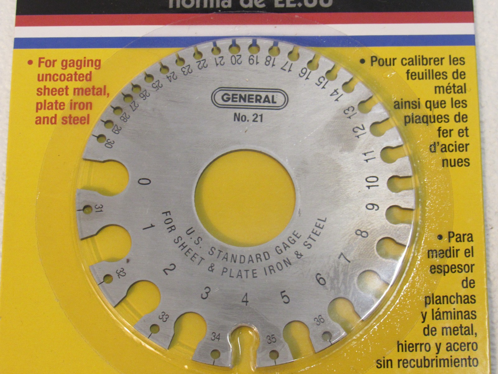 General Tools No. 21 US Standard Sheet Metal Round Gage 22041