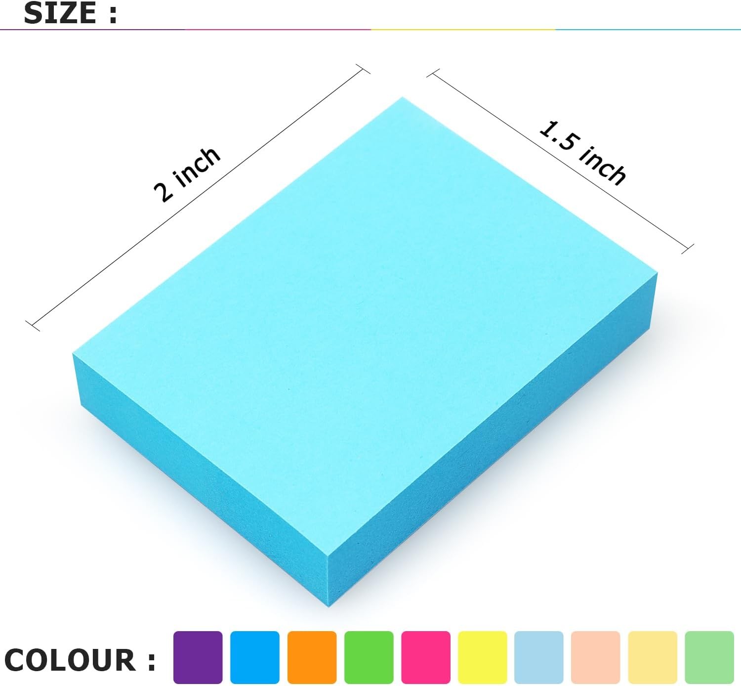 30 Pads Post It Notes 10 Colors 1.5 x 2 Inches Small Post It Notes 100 Sheets