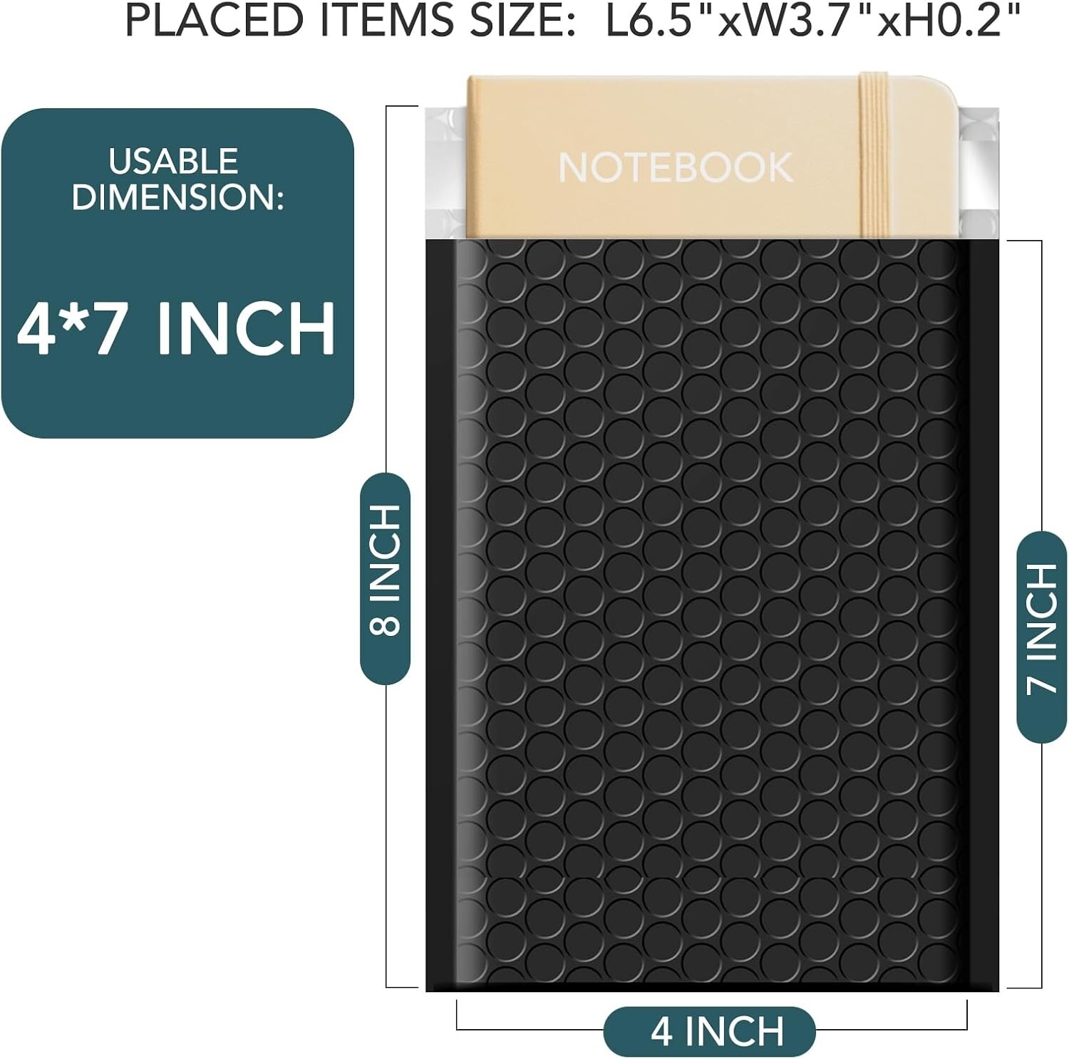 800x Bulk Bubble Mailers 4×8 Small Padded Envelopes Mailing Bags 4×7 Black #000