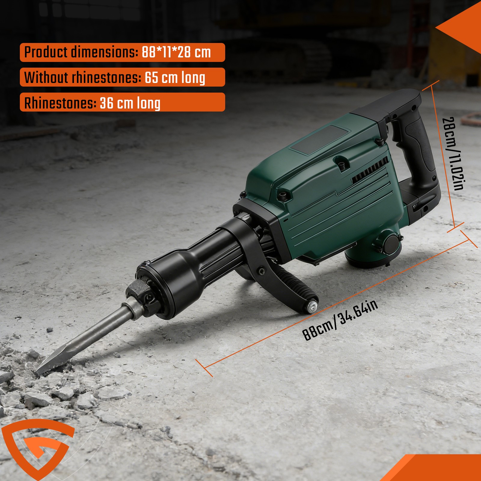 Demolition Jack Hammer Concrete Breaker 3000W Electric Hammer W/ 2 Chisel Bit
