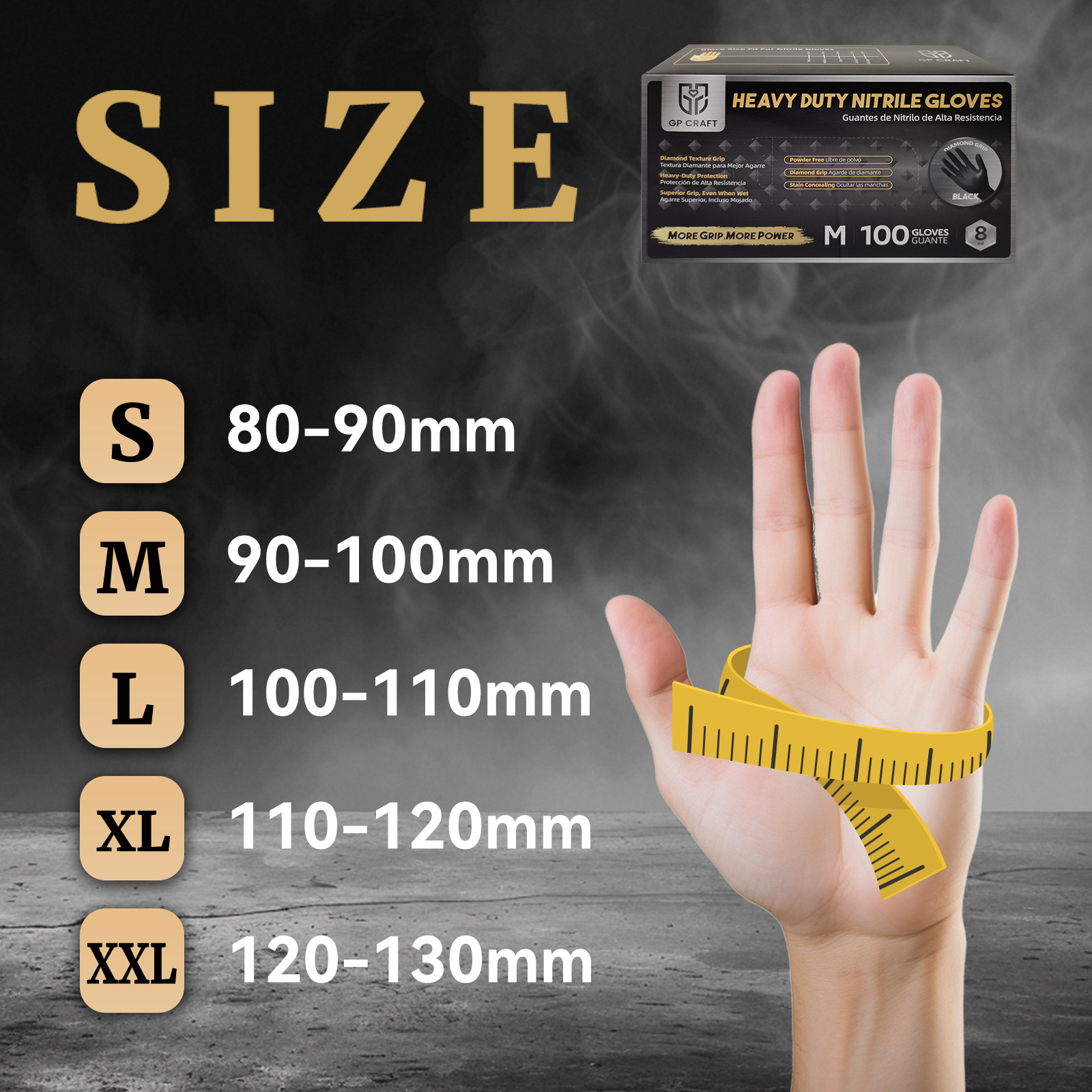 8Mil Black Disposable Nitrile Gloves 3-Pack Diamond Grip Heavy Duty Latex Free