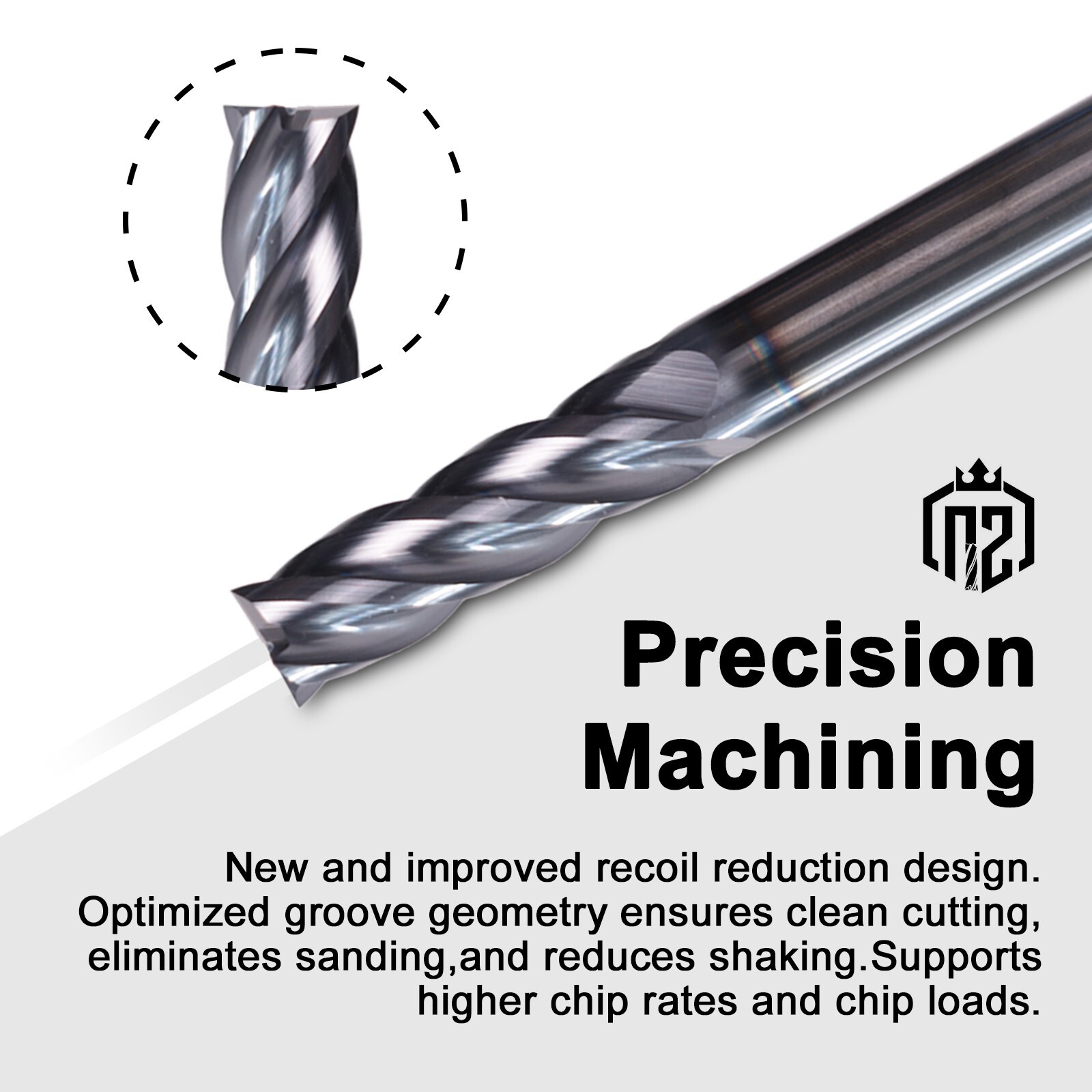 4 Flute 3/16″ x 5/8″ x 2″ Solid Carbide Long End Mill – AlTiN Coated 5 PCS