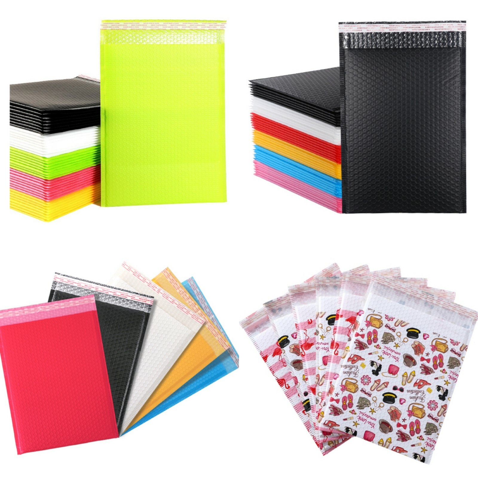 ANY SIZE POLY BUBBLE MAILERS SHIPPING MAILING PADDED BAGS ENVELOPES COLOR