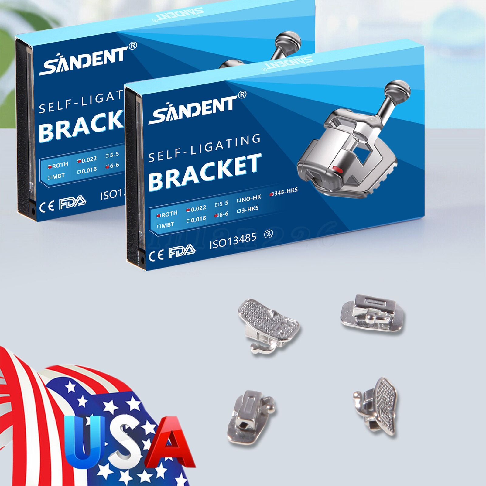 20Pcs/Pack Dental Orthodontic Self Ligating Braces Bracket Metal Brackets