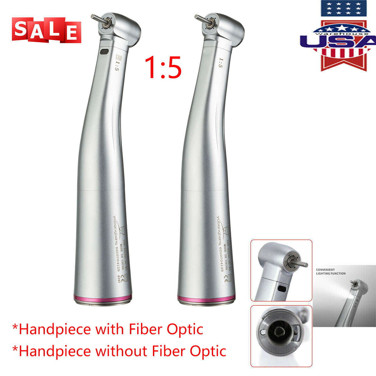 Yabangbang Dental High Speed Handpiece /1:5 Increasing Electric Contra Angle USA