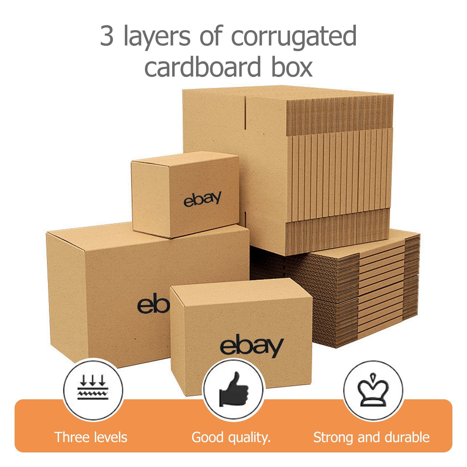 25pcs pack 16″ x 12″ x 8″Shipping Packing corrugated cardboard boxes color logo