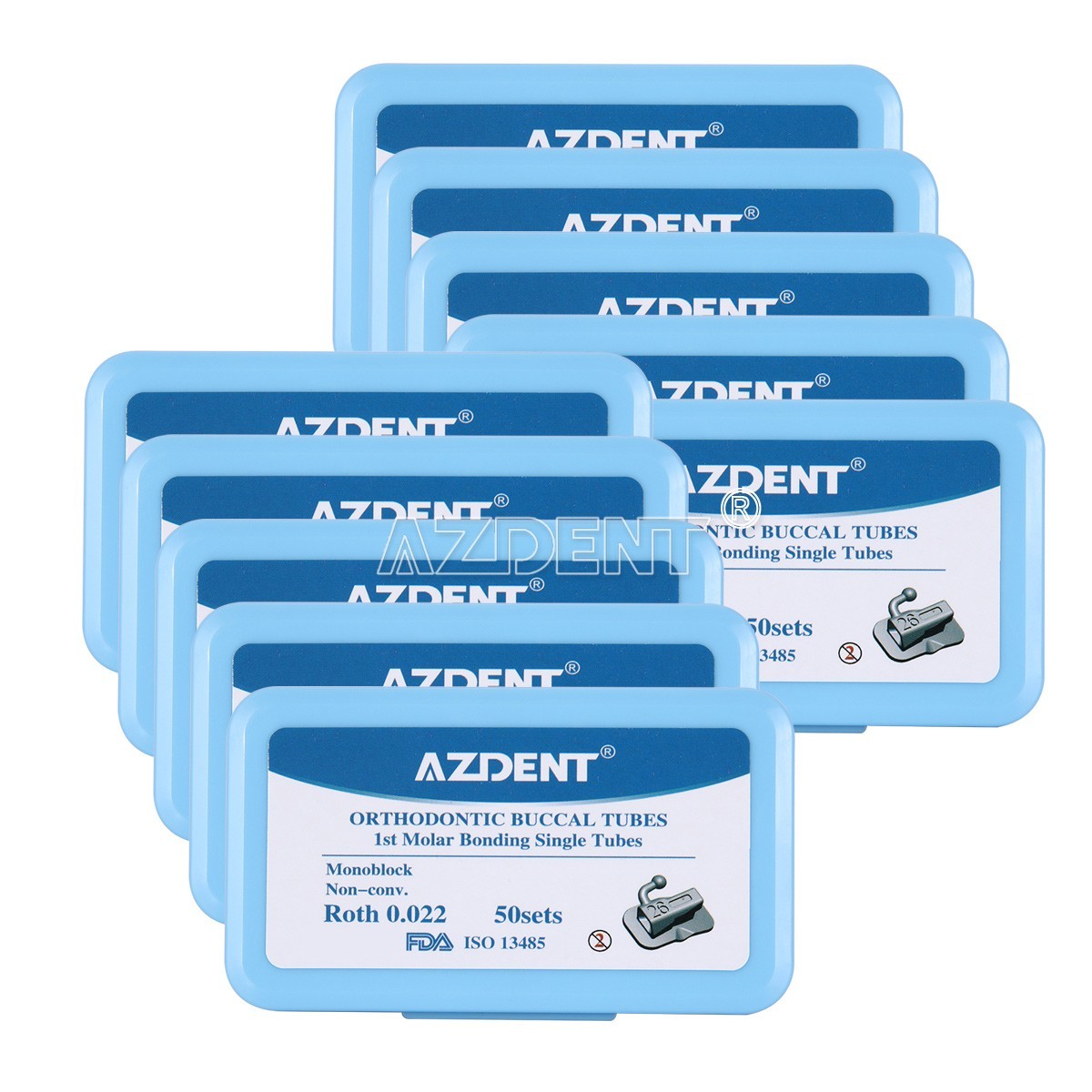 AZDENT Dental Ortho Non-Conv 1st Molar Bondable Monoblock Roth 0.022 Buccal Tube