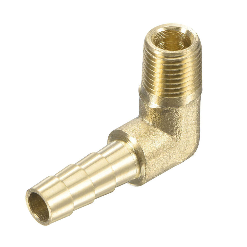 4PCS 90 Degree Elbow Brass Hose Barb Fitting -1/4 Barb to 1/8 Male NPT Adapter