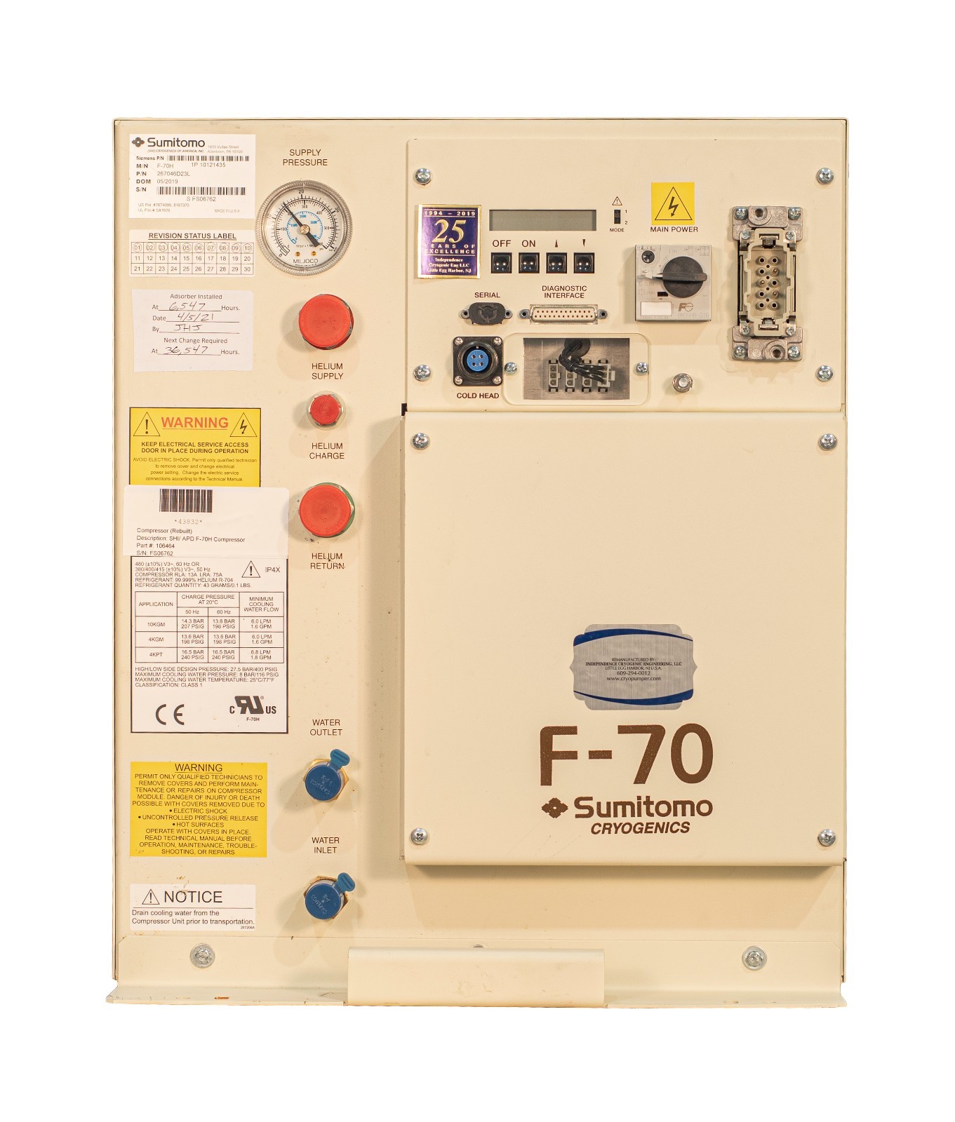 Sumitomo F-70H MRI Compressor – Refurbished – On Exchange – 6 Month Warranty